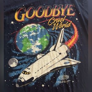 Holy Smokes 100% cotton screen print graphic T shirt. Space planets rocket